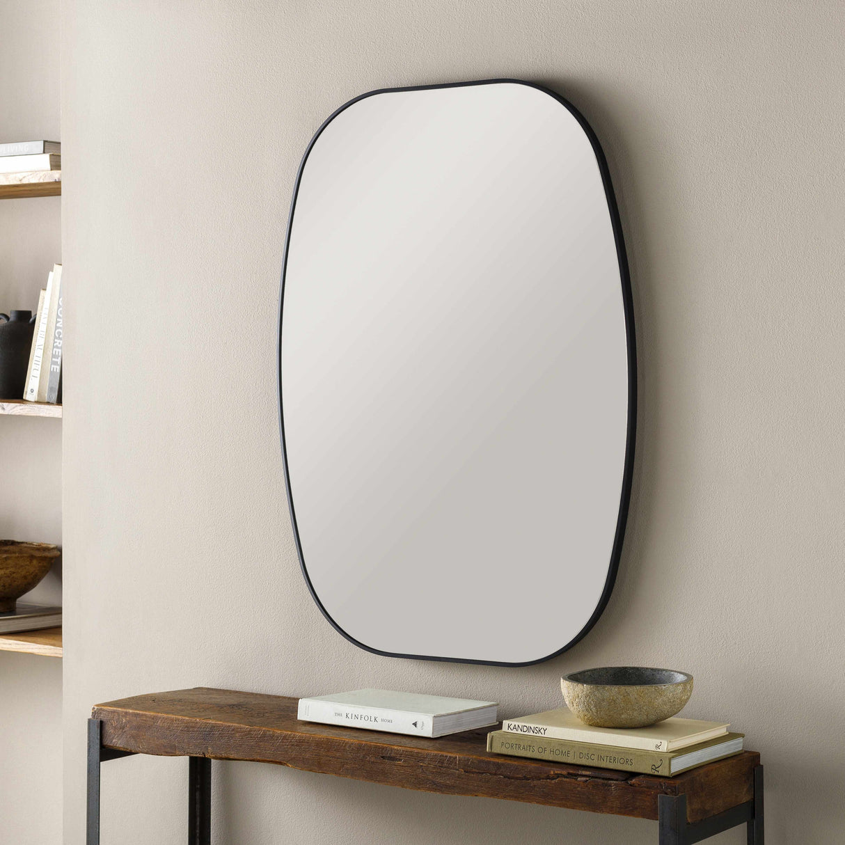 Kopparberg Black Gold Frame Round Mirror-Mirrors-Parc Decor