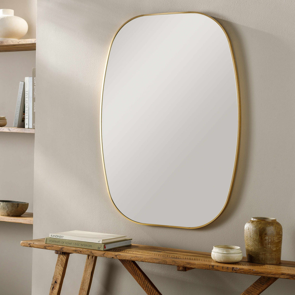Kopparberg Gold Frame Round Mirror-Mirrors-Parc Decor