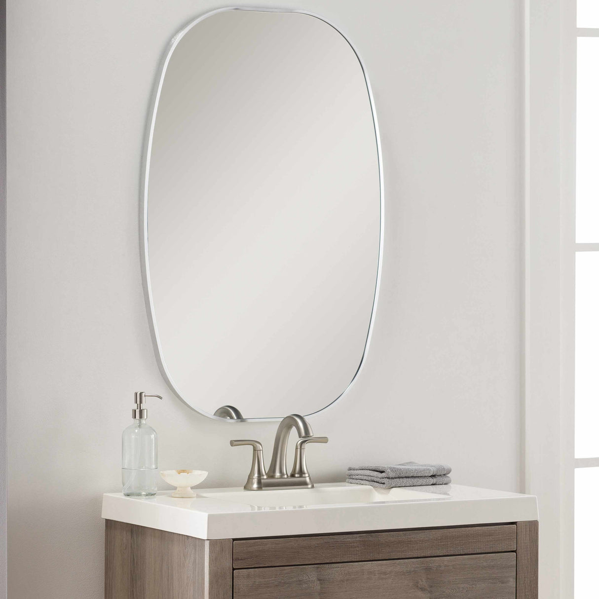 Kopparberg Metallic Silver Gold Frame Round Mirror-Mirrors-Parc Decor