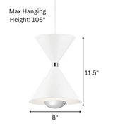 Kordan 8"W 1-Light LED Matte White Metal Hourglass Mini Pendant Light Fixture by Kichler