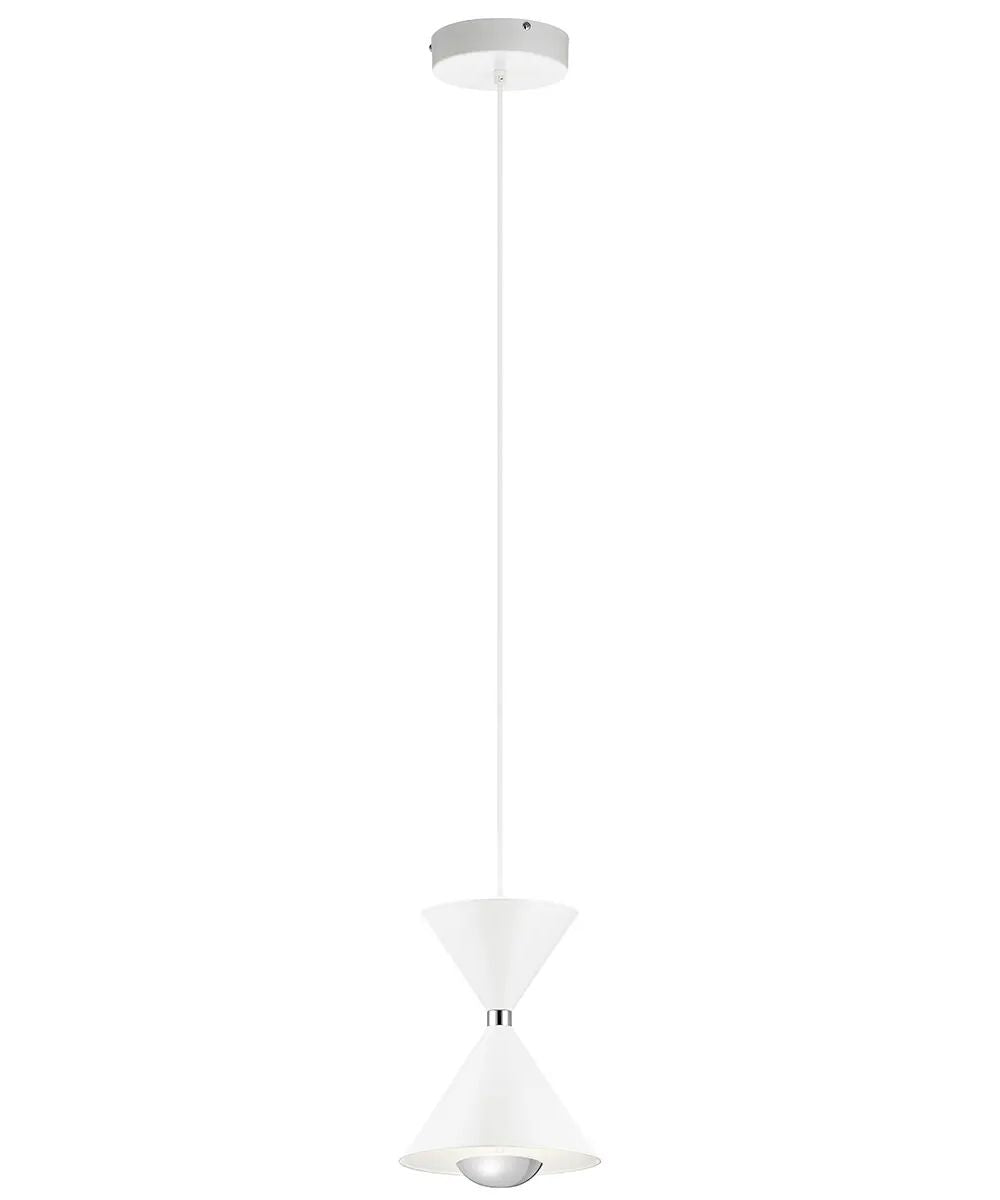 Kordan 8"W 1-Light LED Matte White Metal Hourglass Mini Pendant Light Fixture by Kichler