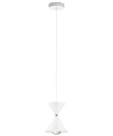 Kordan 8"W 1-Light LED Matte White Metal Hourglass Mini Pendant Light Fixture by Kichler