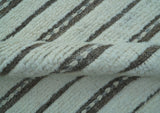 Krabi Contemporary Ivory And Brown Hand Knotted Wool Rug