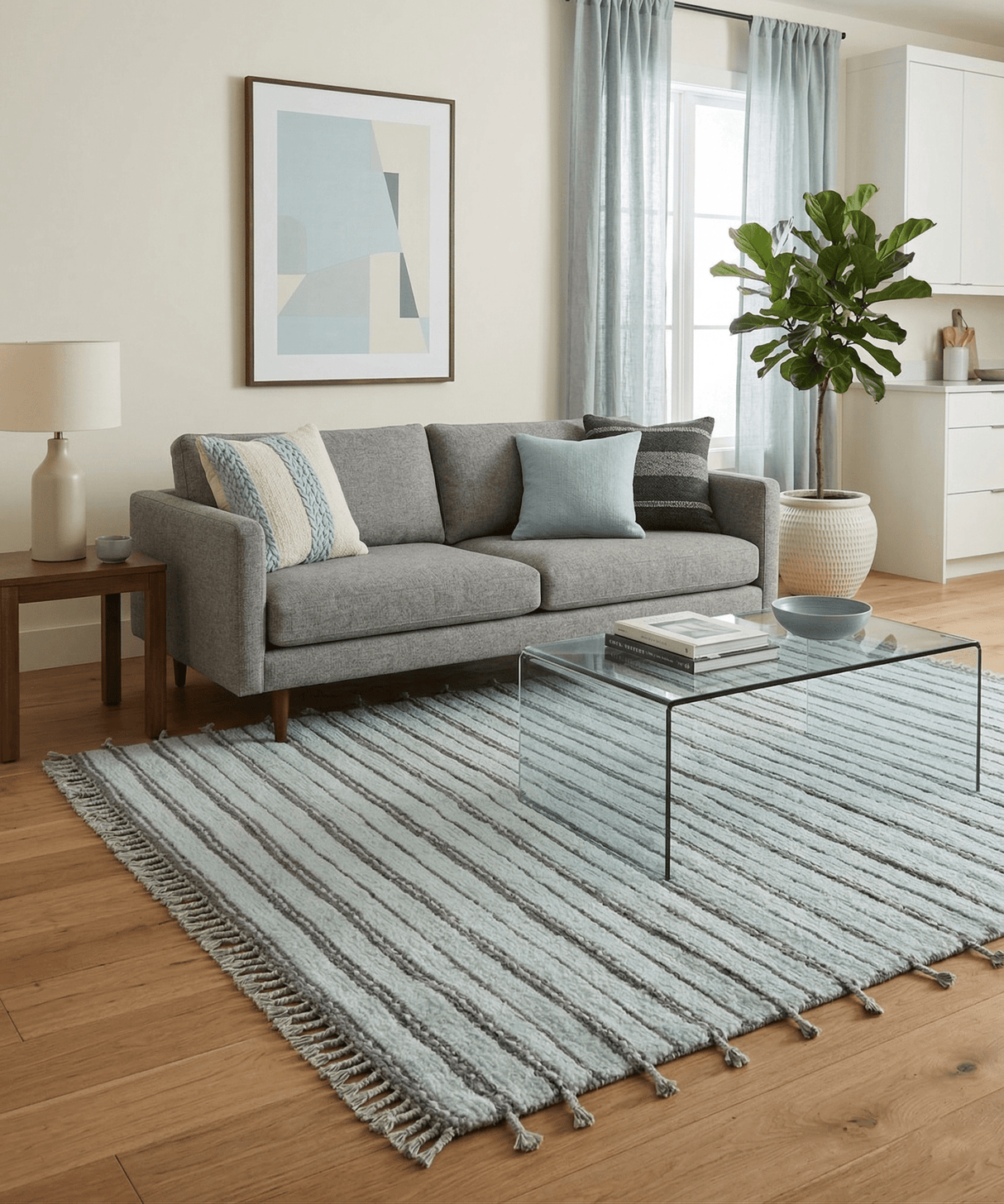Krabi Contemporary Ivory And Brown Hand Knotted Wool Rug