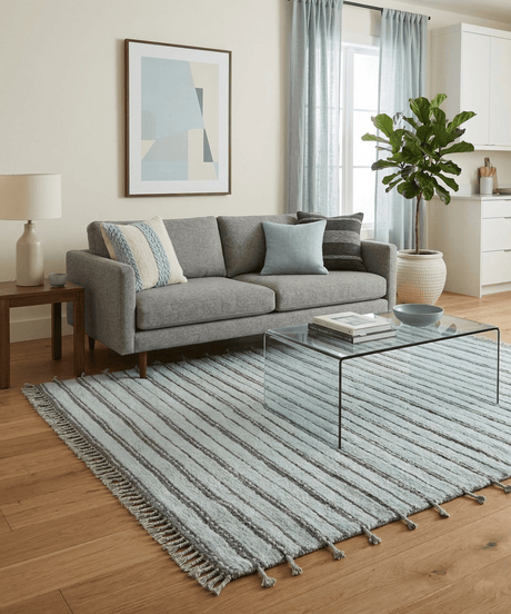 Krabi Contemporary Ivory And Brown Hand Knotted Wool Rug