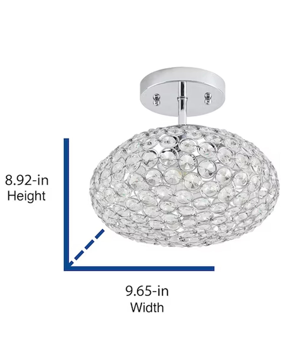 Krystal Ice 9"W 1-Light Semi-Flush Light Fixture by Kichler Chrome Glass Finish-Semi Flush Mount-Parc Decor