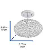 Krystal Ice 9"W 1-Light Semi-Flush Light Fixture by Kichler Chrome Glass Finish-Semi Flush Mount-Parc Decor