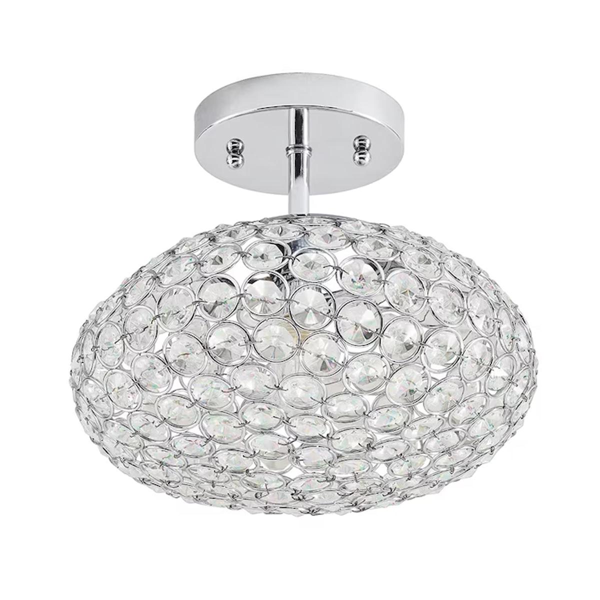 Krystal Ice 9"W 1-Light Semi-Flush Light Fixture by Kichler Chrome Glass Finish