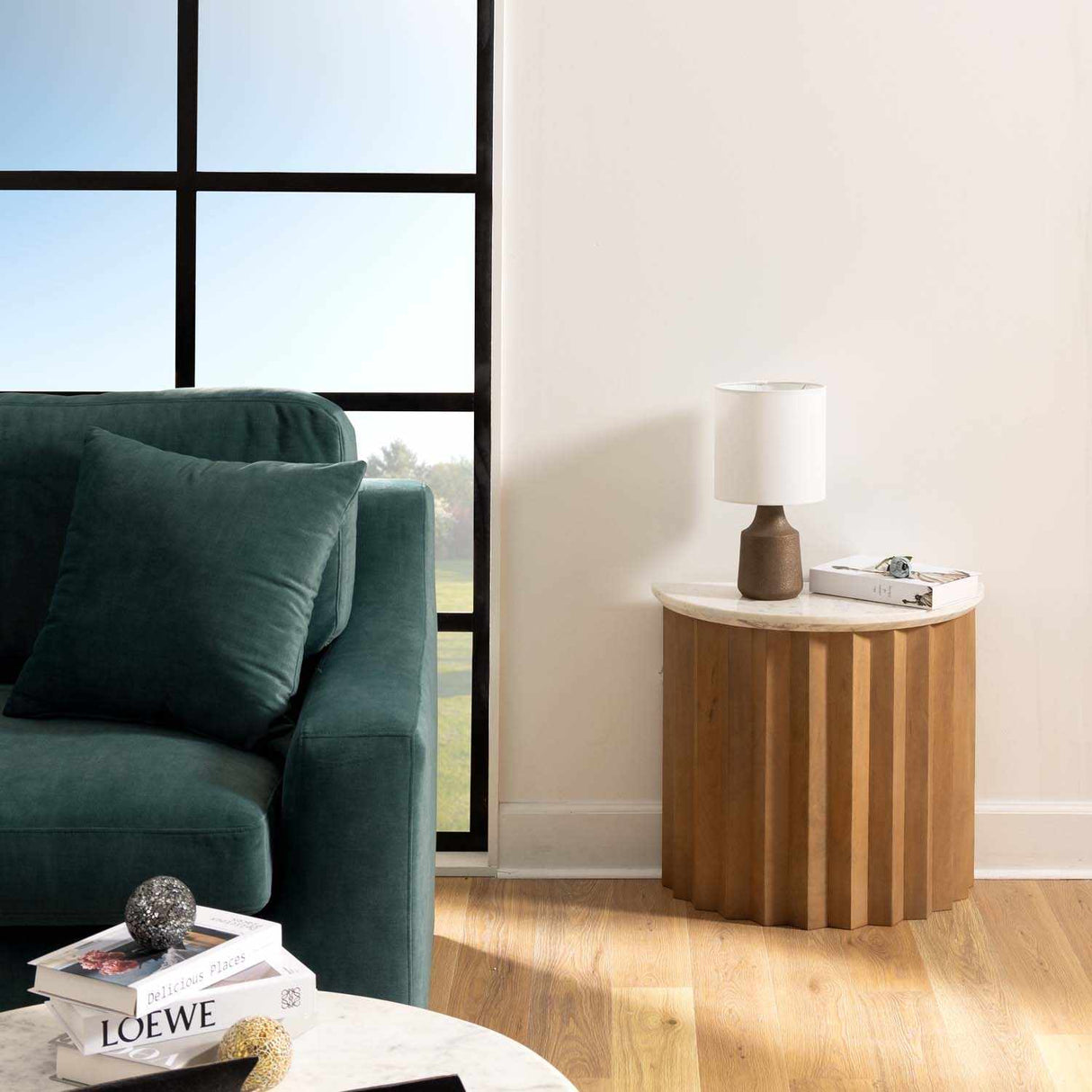 Kumlu Ribbed Ceramic White Table Lamp-Lighting-Parc Decor