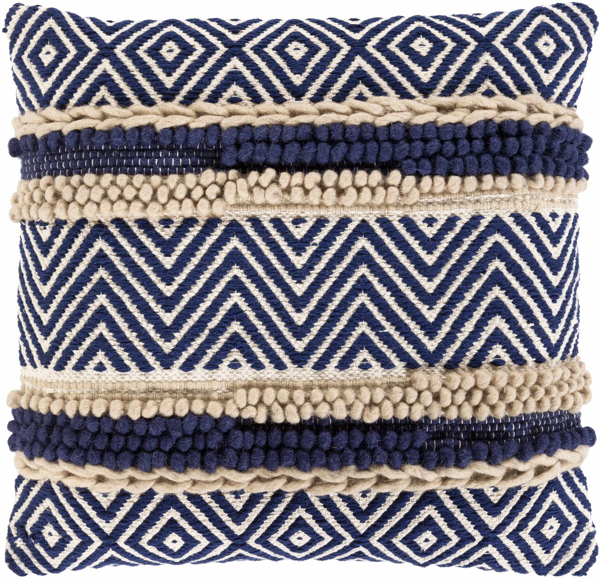 Labrador Navy Diamond Chevron Throw Pillow-Throw Pillows-Parc Decor