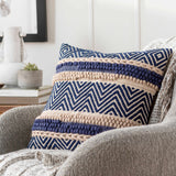 Labrador Navy Diamond Chevron Throw Pillow-Throw Pillows-Parc Decor