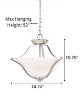 Langford 19"W 2-Light Brushed Nickel Pendant/Semi-Flush Mount Light by Kichler