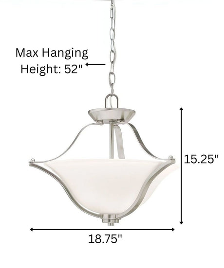Langford 19"W 2-Light Brushed Nickel Pendant/Semi-Flush Mount Light by Kichler