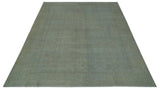 Large 9x12 Traditional Antique Style Beige and Aqua Turkish Knot Wool Rug