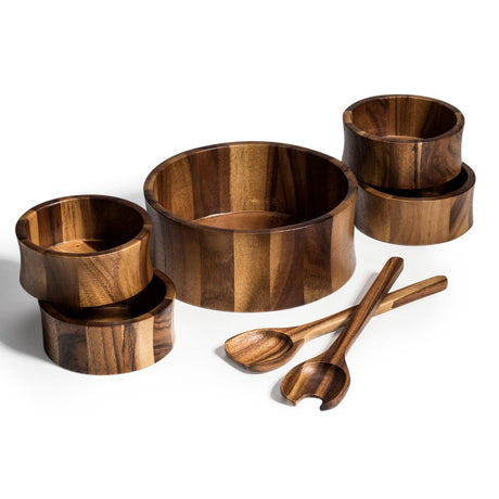 Large Salad Bowl with Servers and 4 Individuals - 328B7