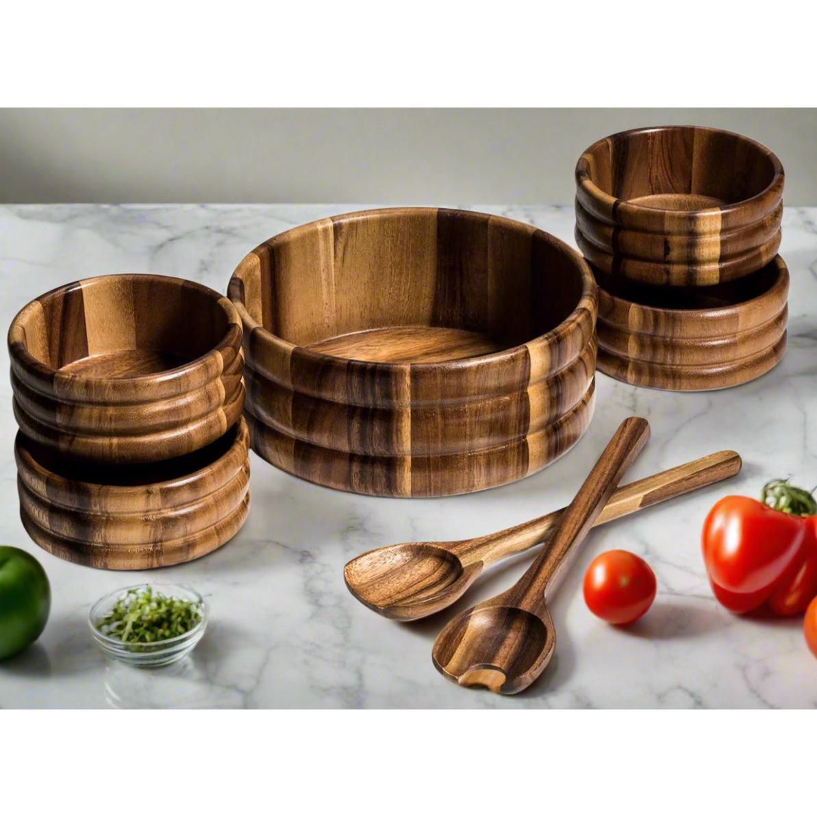Large Salad Bowl with Servers and 4 Individuals - 330B7