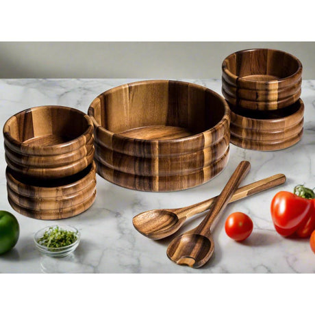 Large Salad Bowl with Servers and 4 Individuals - 330B7