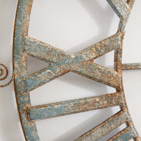 Large Vintage Farmhouse Wall Clock with Roman Numerals and Distressed Metal Frame-Clocks-Parc Decor