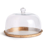 Large Vintage Glass Cloche with Gold Braided Tray-Cloche-Parc Decor