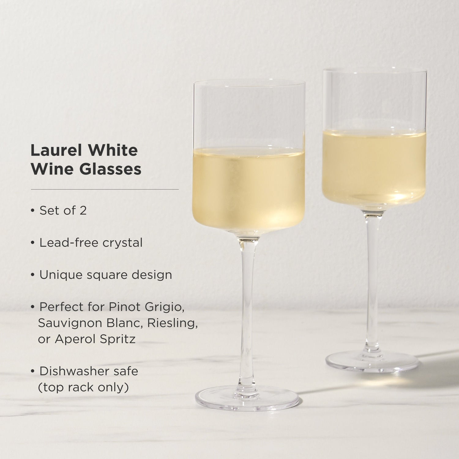 Laurel Crystal White Wine Glasses Set of 2-product_type::stemmed_wine_glasses-Parc Decor