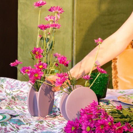 Lavender Macaroon Ceramic Vase - Pair-Decorative vase-Parc Decor