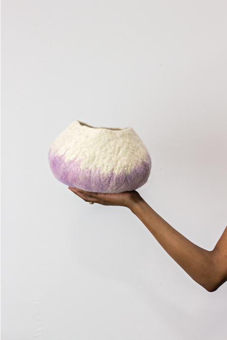 Lavender Wool Ukhamba Bowl-Baskets & Vessels-Parc Decor