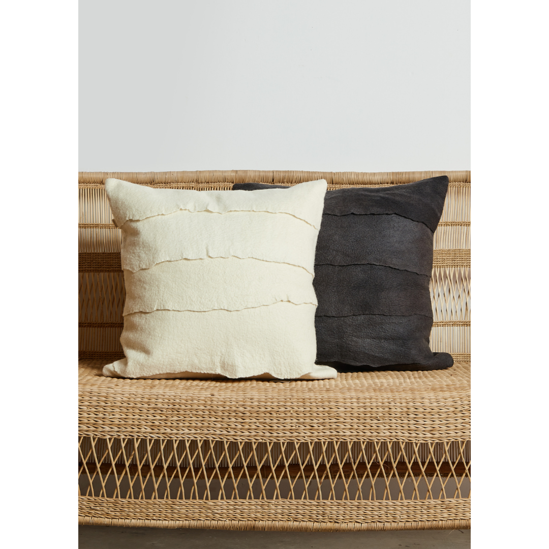 Layered Hand-Felted Merino Wool Throw Pillow