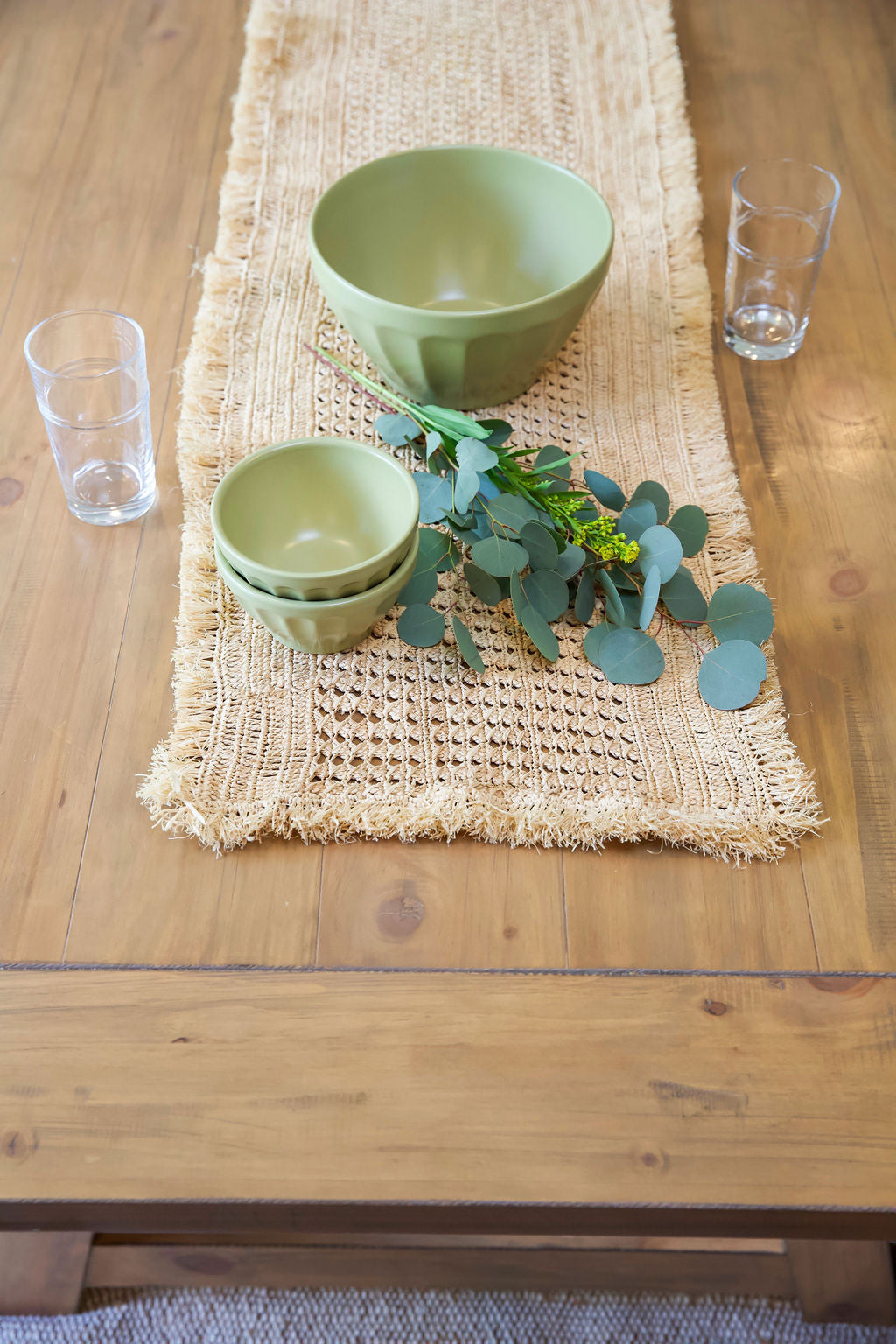 Lazio Crochet Raffia Table Runner, Woven Tabletop-Table Runners-Parc Decor