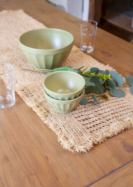 Lazio Crochet Raffia Table Runner, Woven Tabletop-Table Runners-Parc Decor