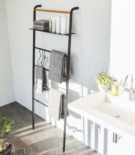 Leaning Storage Ladder With Shelf (63" H) - Steel