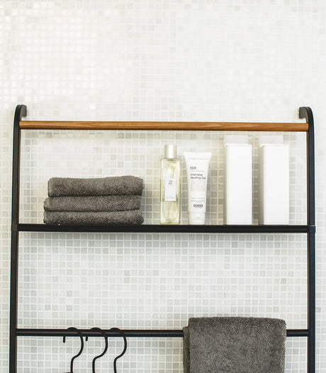 Leaning Storage Ladder With Shelf (63" H) - Steel