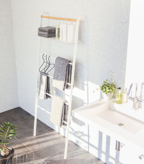 Leaning Storage Ladder With Shelf (63" H) - Steel