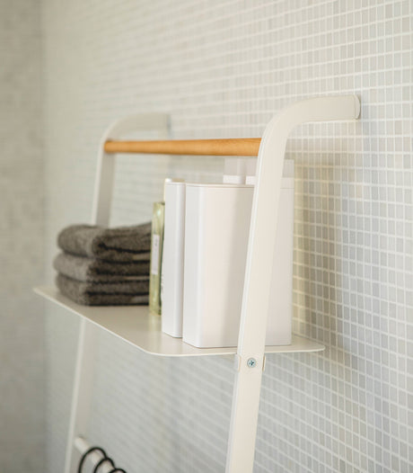 Leaning Storage Ladder With Shelf (63" H) - Steel