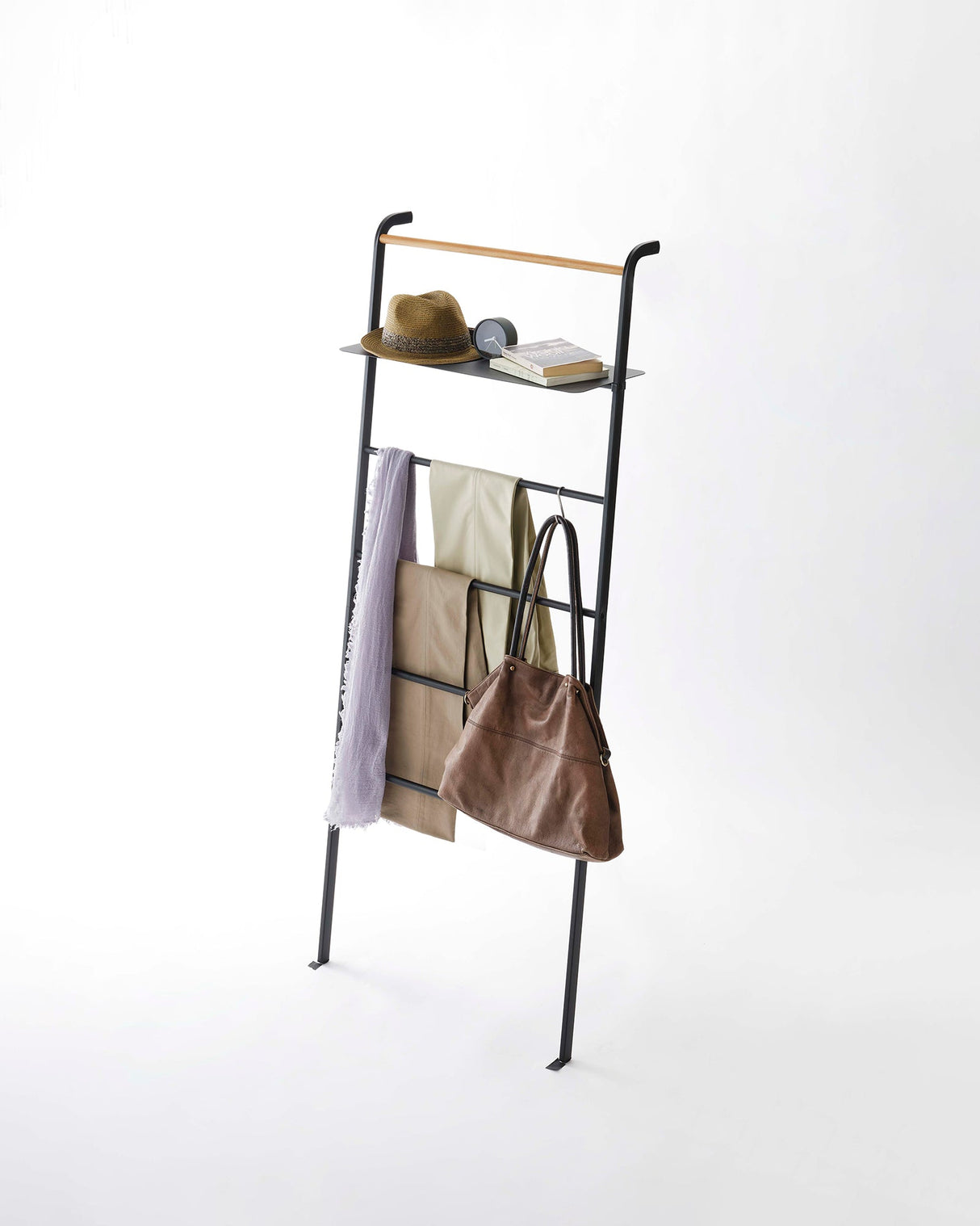 Leaning Storage Ladder With Shelf (63" H) - Steel