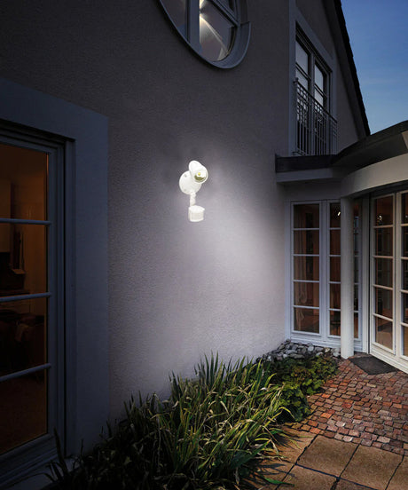 LED Outdoor Security Light 180 Degree Motion Sensor Activated, White Finish 11"H-Parc Decor