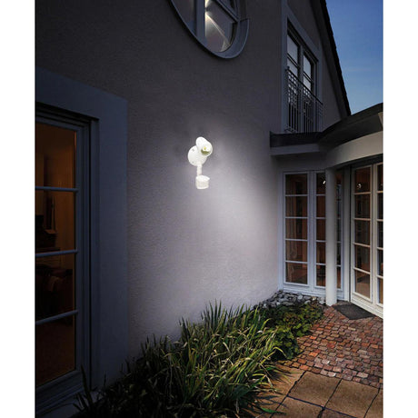 LED Outdoor Security Light 180 Degree Motion Sensor Activated, White Finish 11"H