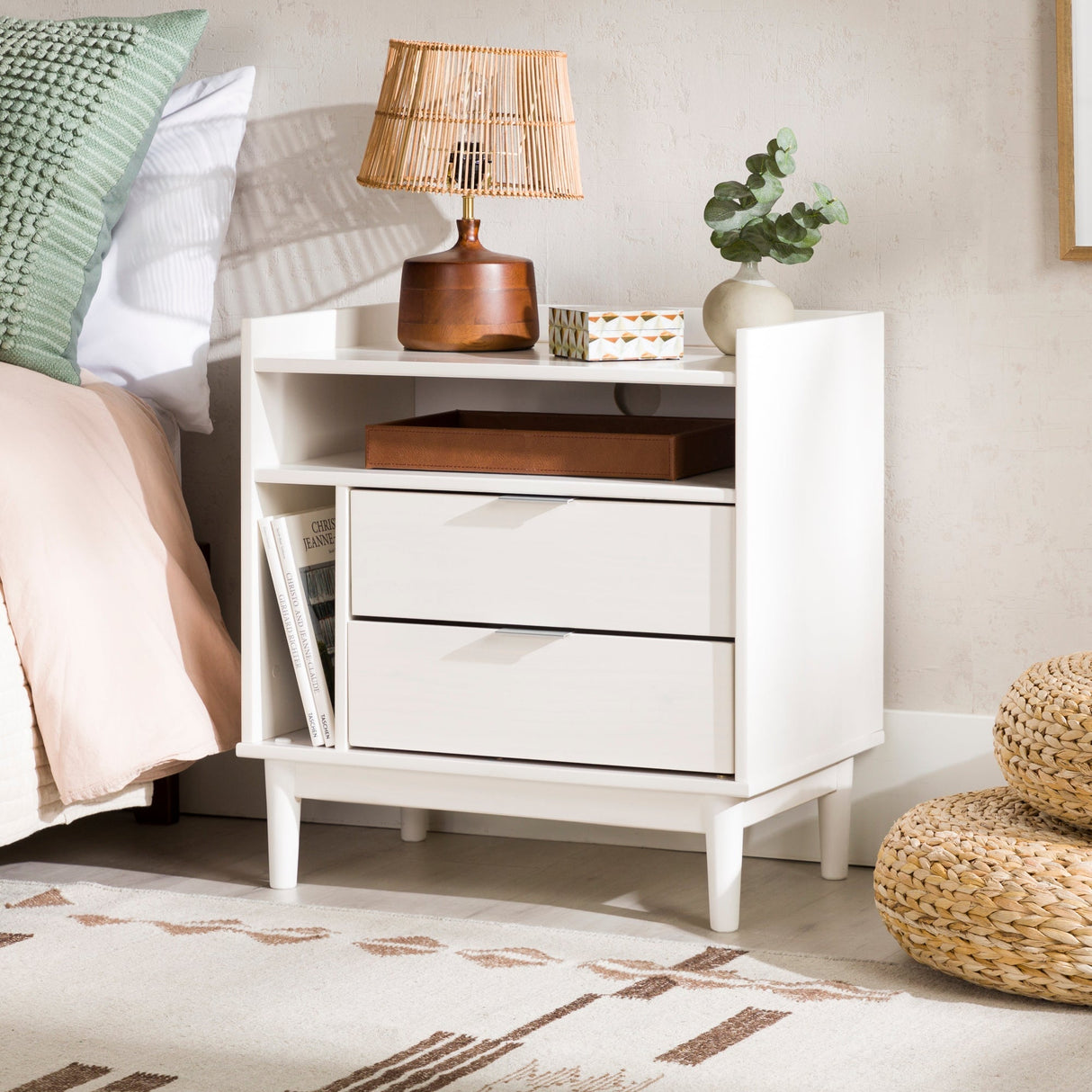 Lee Mid-Century Modern Wood Nightstand