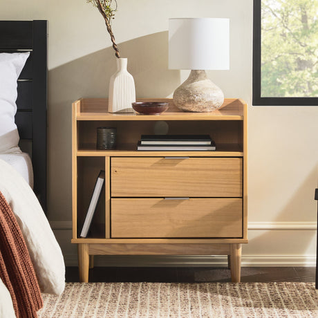 Lee Mid-Century Modern Wood Nightstand-Bedroom-Parc Decor