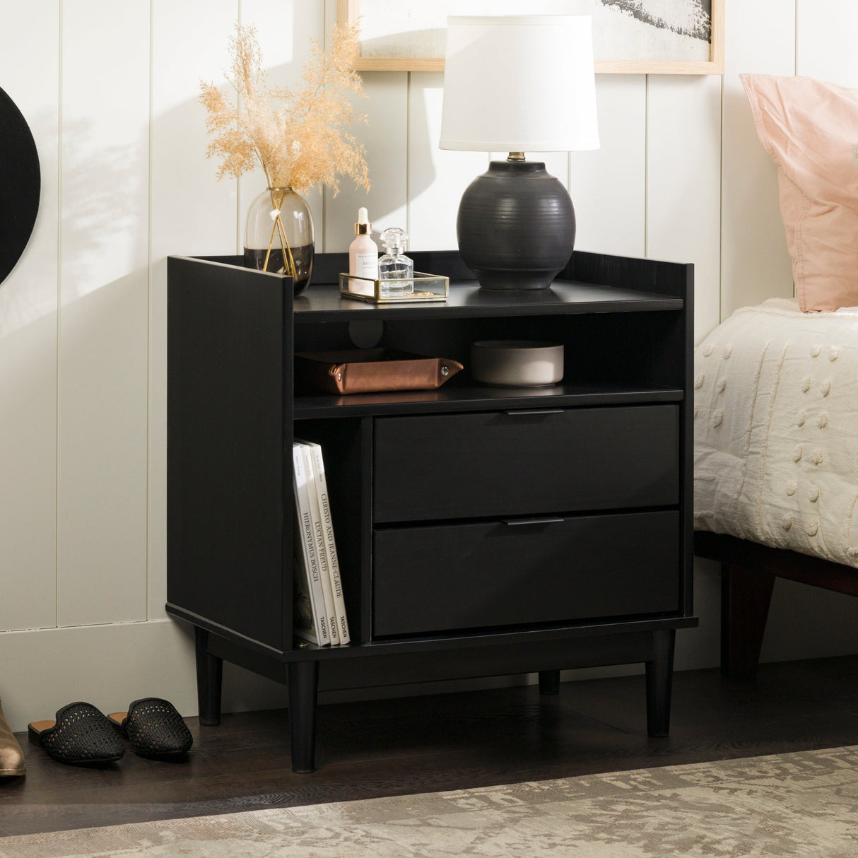 Lee Mid-Century Modern Wood Nightstand-Bedroom-Parc Decor