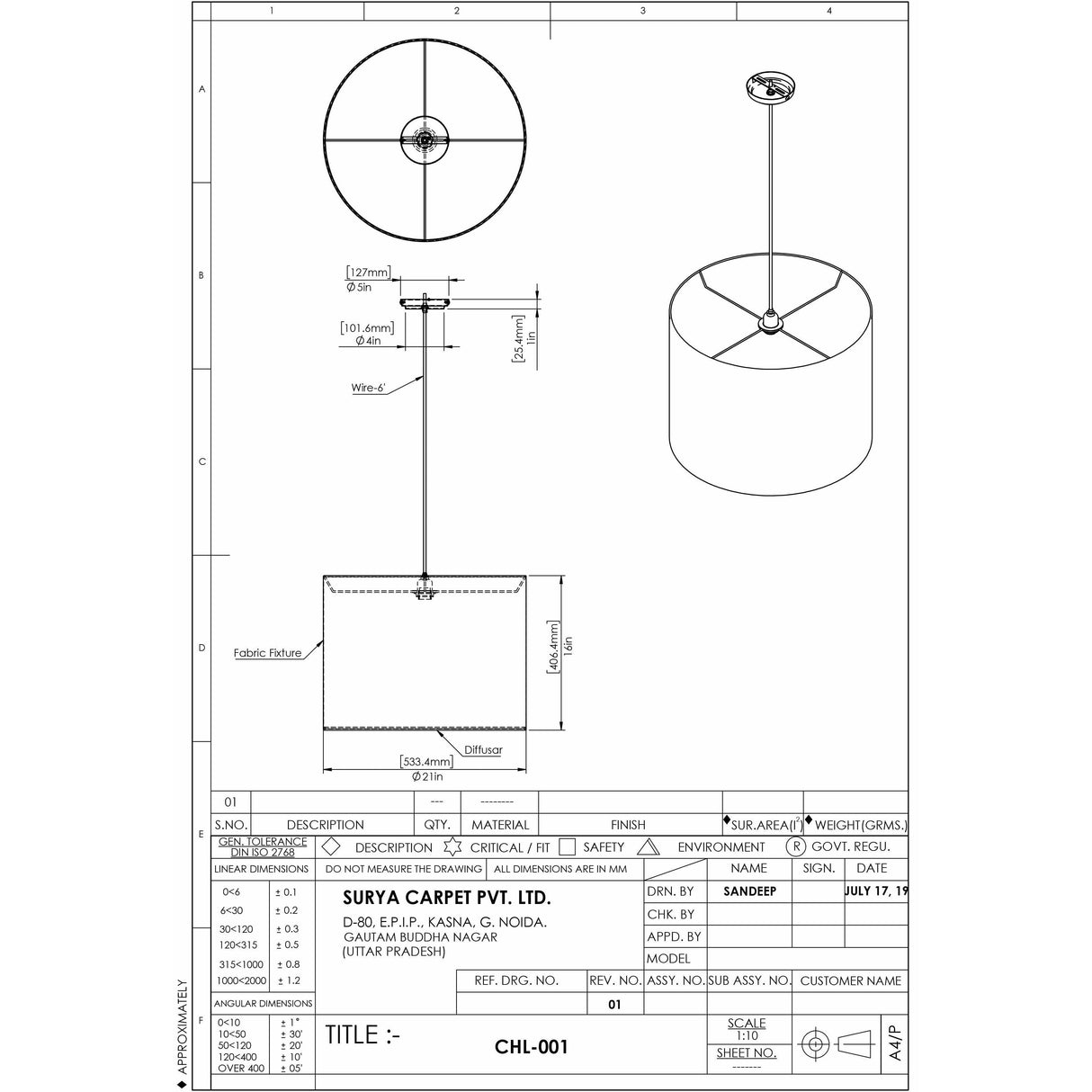 Lewisham Ceiling Light - Clearance-Lighting-Parc Decor