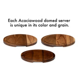 Libbey Acaciawood Flat Round Wood Server Cake Stand with Glass Dome-Serveware-Parc Decor