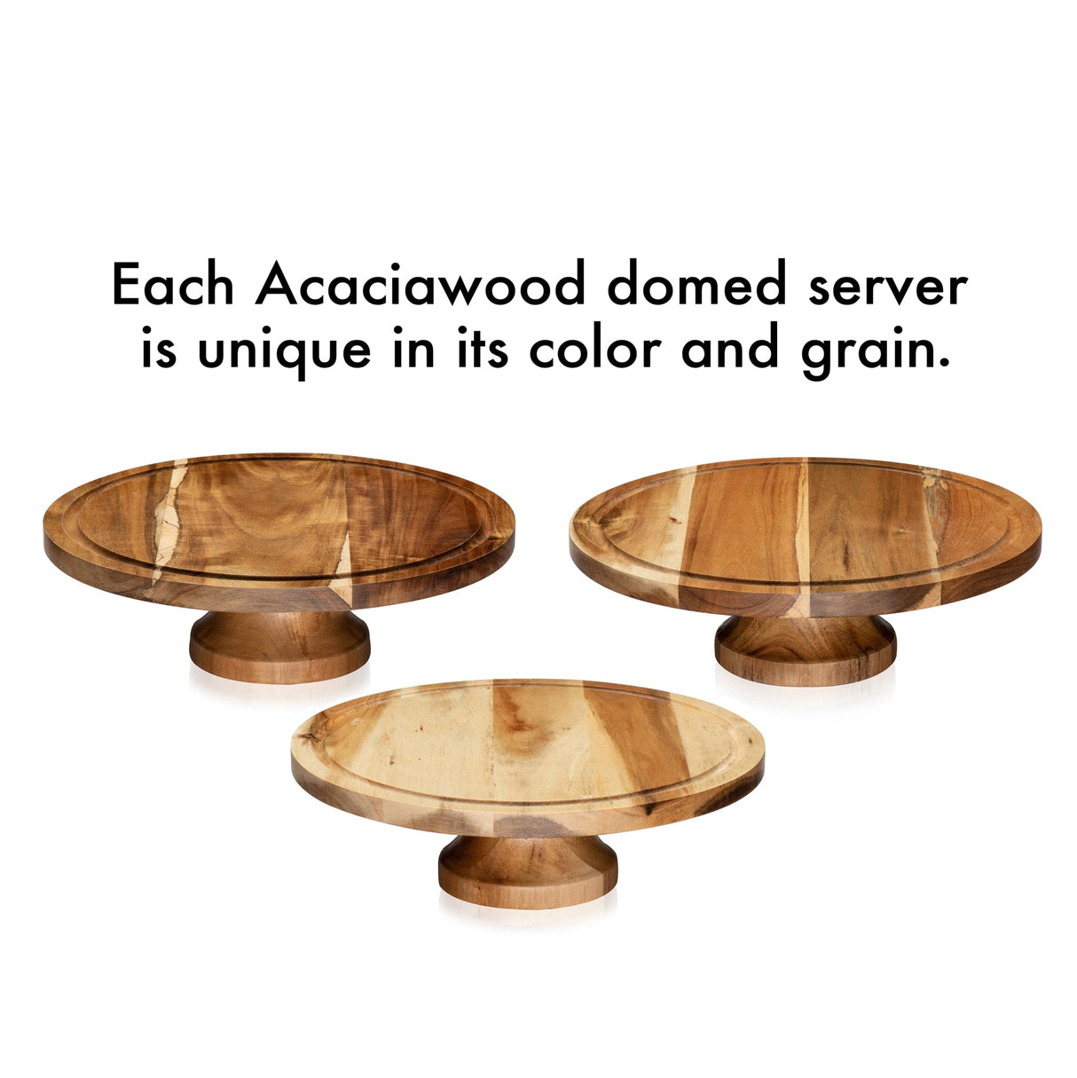 Libbey Acaciawood Footed Round Wood Server Cake Stand with Glass Dome-Serveware-Parc Decor