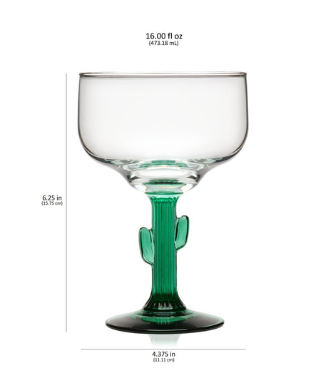 Libbey Cactus Margarita Glasses, 16 ounce, Set of 4