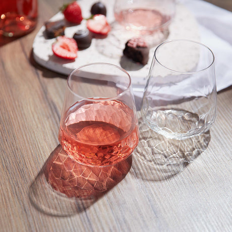 Libbey Hammered Base All Purpose Stemless Wine Glass, 17.75 ounce, Set of 8