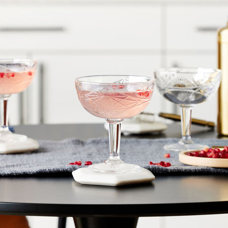 Libbey Hobstar Coupe Cocktail Beverage Drinking Glasses, 8.5 ounce, Set of 4