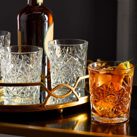 Libbey Hobstar Double Old Fashioned Glasses, 12 ounce, Clear, Set of 4