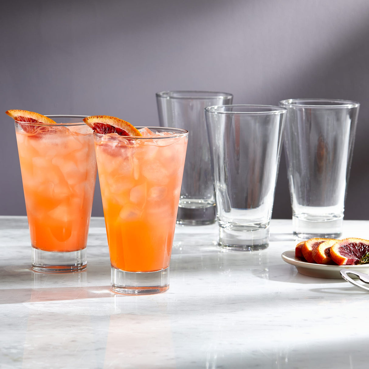 Libbey Modern Bar Essentials Tumbler Glasses, 14 ounce, Set of 6