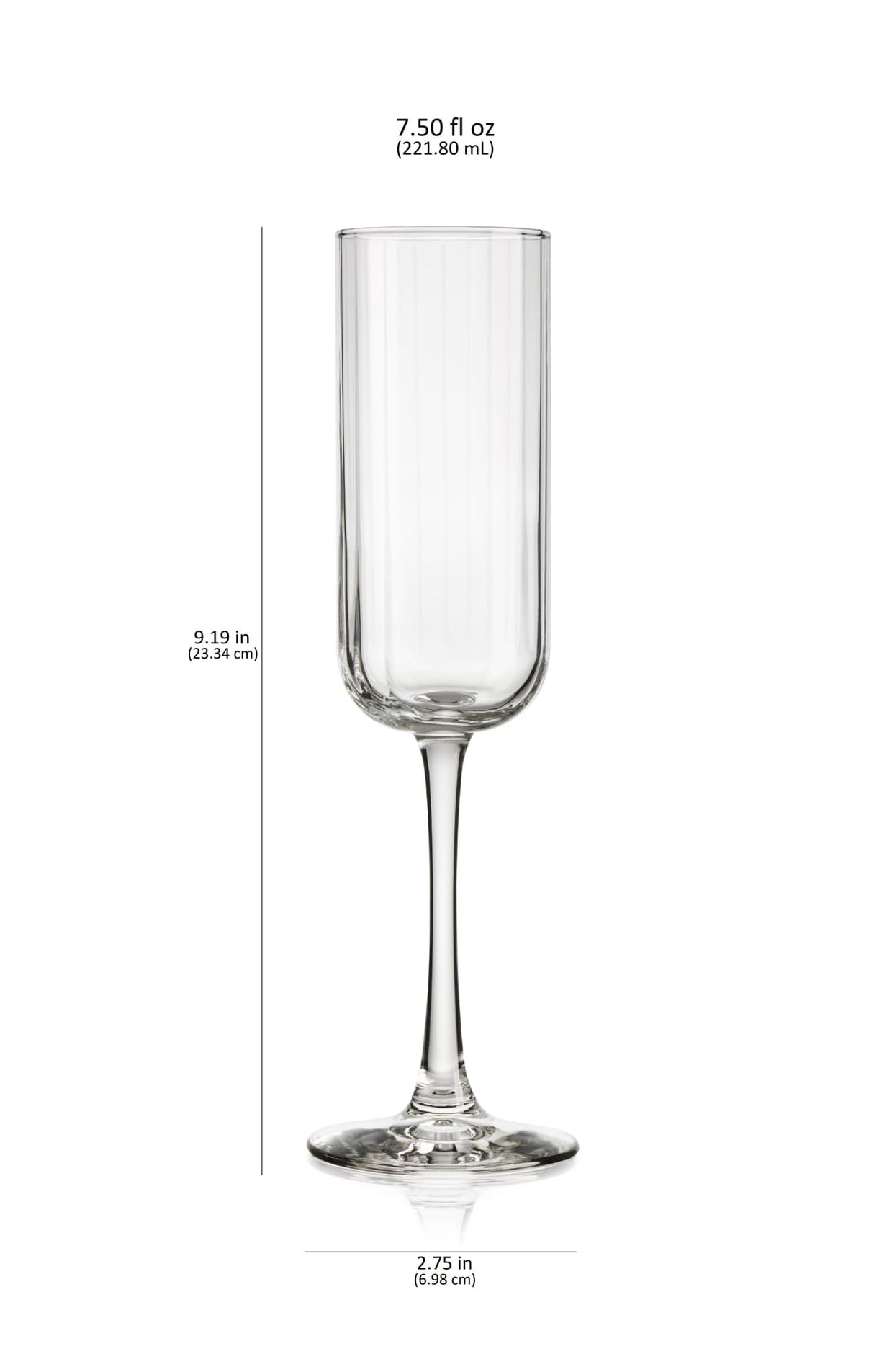 Libbey Paneled Champagne Flute Glasses, 7.5 ounce, Set of 4