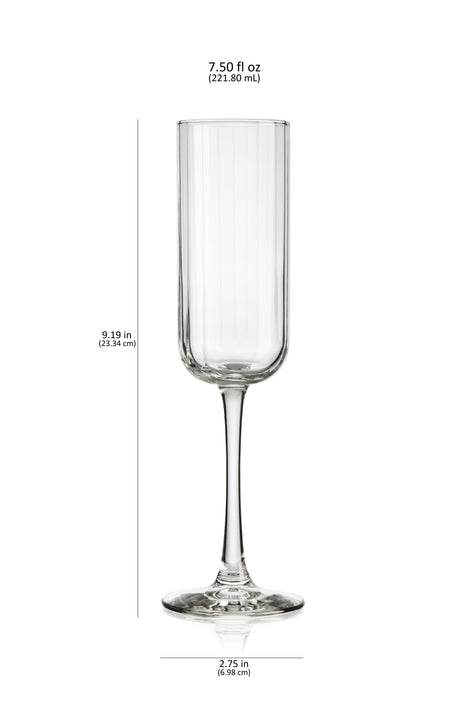 Libbey Paneled Champagne Flute Glasses, 7.5 ounce, Set of 4