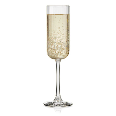 Libbey Paneled Champagne Flute Glasses, 7.5 ounce, Set of 4